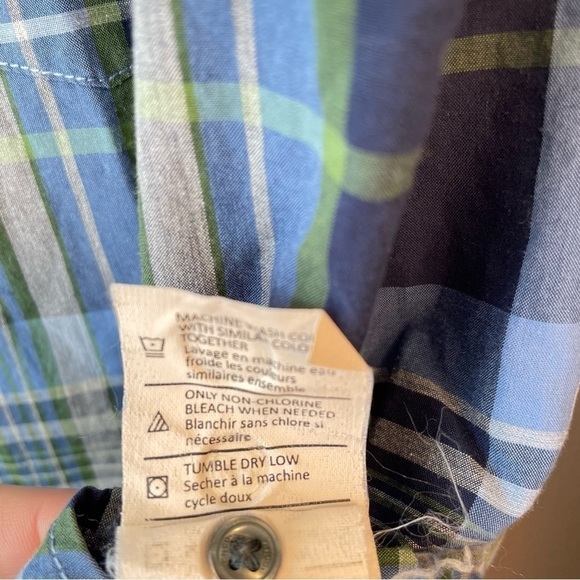 Vince Plaid Cotton Blue Green Long Sleeve Bottom Down Mens Shirt Size Small - Picture 6 of 8
